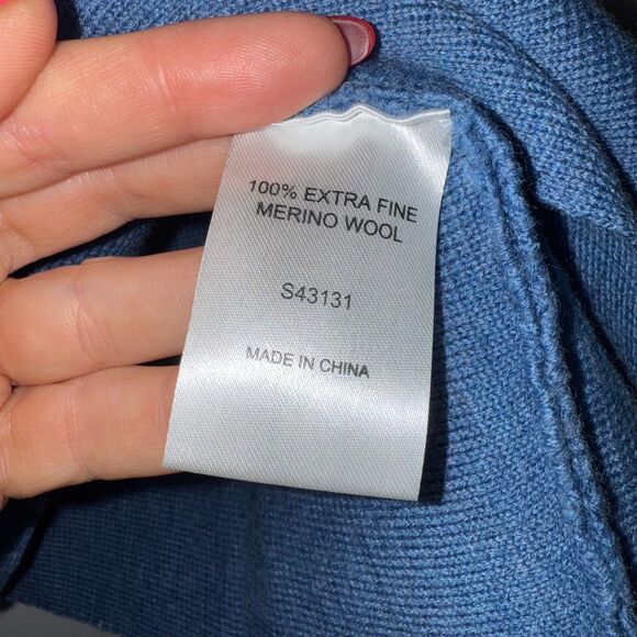 Ann Mashburn Merino Wool Short Sleeve Dolman Sweater - Heathered Blue S - Picture 6 of 6